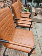 3 Cognac Eetkamerstoelen met Armleuning ., Ophalen of Verzenden