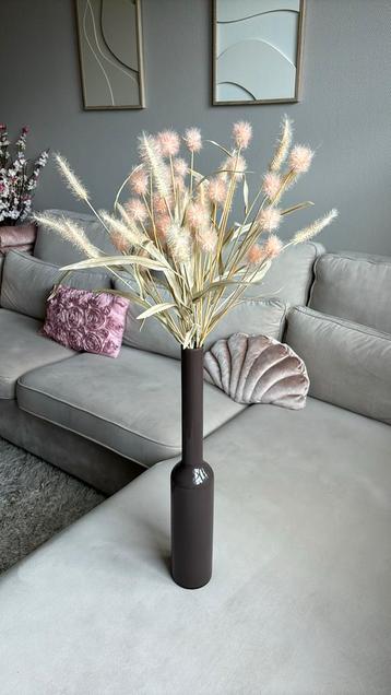 Hoge bruine / taupe smalle vaas 50 cm beschikbaar voor biedingen