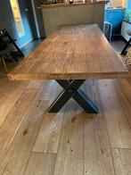 Massief eiken eettafel 280x100 – stalen kruispoot –, Ophalen of Verzenden, Rechthoekig, 200 cm of meer, 100 tot 150 cm