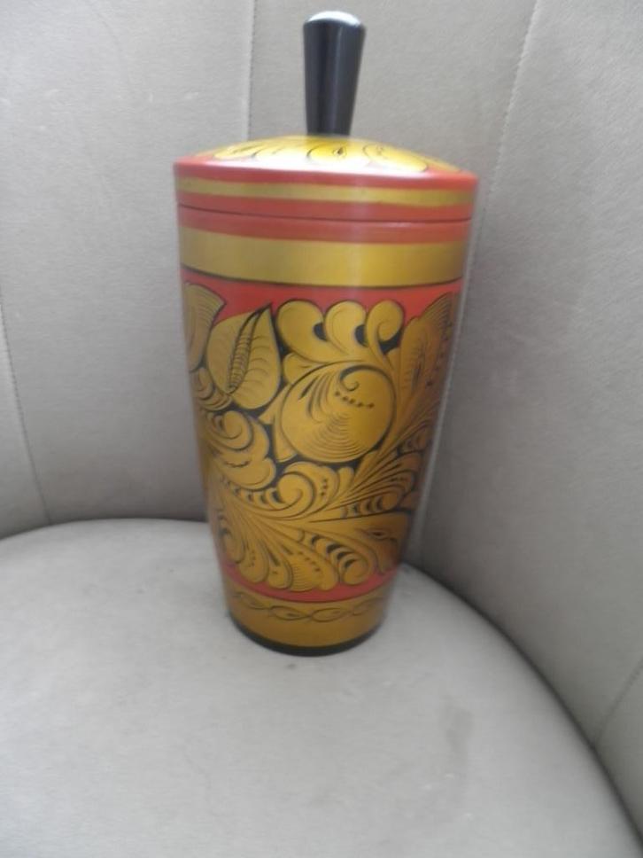 Russische volkskunst.khokhloma deksel pot, Antiek en Kunst, Antiek | Keramiek en Aardewerk, Ophalen of Verzenden