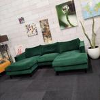 Hoekbank | Velvet | Groen | U vorm | 275x150x150cm | Bank, 250 tot 300 cm, Gebruikt, Hoekbank, Dongenseweg 13e, 5121 PB Rijen