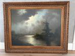Schilderij Dick Groen landschap met molen, romantisch, Antiek en Kunst, Ophalen