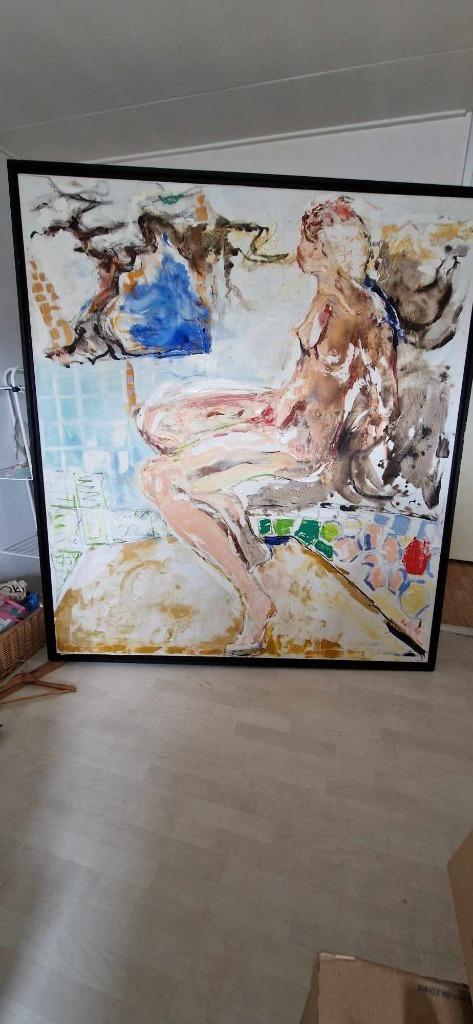 Paul de Lussanet -zittend naakt (gesigneerd)(H 193 x B 182), Antiek en Kunst, Kunst | Schilderijen | Modern, Ophalen
