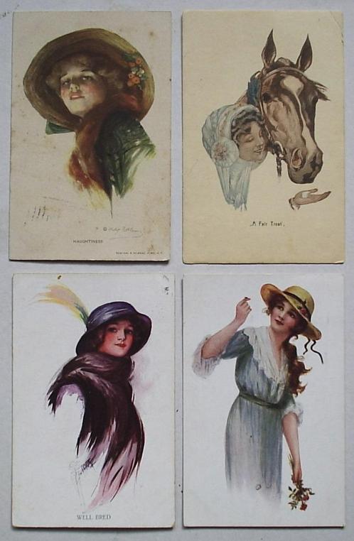 4 ansichtkaarten - vrouwen vorige eeuw. € 3,00/st. Nostalgie, Antiek en Kunst, Curiosa en Brocante, Verzenden