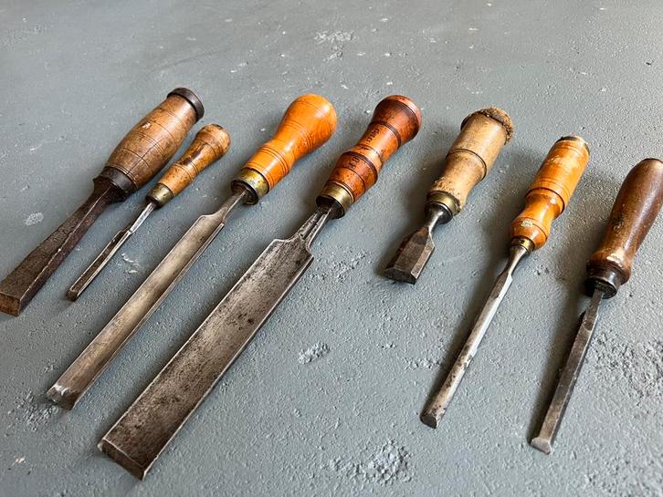 7x oude beitel guts Dodge Nooitgedagt JNIJ hout gereedschap, Antiek en Kunst, Antiek | Gereedschap en Instrumenten, Ophalen of Verzenden