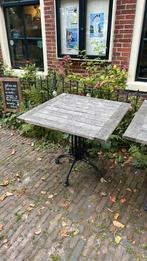 6 terras tafels met houten blad, Ophalen, Gebruikt, Vierkant, Hout