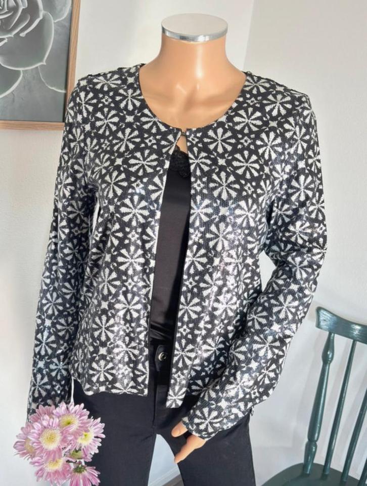 COSTES pailetten blazer maar S - zwart - wit, Kleding | Dames, Jasjes, Kostuums en Pakken, Zo goed als nieuw, Jasje, Maat 36 (S)