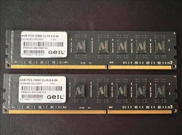 GeIL 2x4GB DDR3 PC3-10660 CL=9-9-9-24 1333 beschikbaar voor biedingen