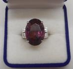 Zilveren royale ring met paarse steen maat 17 nr.1975, Sieraden, Tassen en Uiterlijk, Antieke sieraden, Verzenden, Zilver, Ring