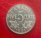 5 cent 1931 Canada ZF., Postzegels en Munten, Munten | Amerika, Ophalen of Verzenden, Noord-Amerika, Losse munt