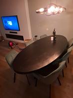 Ovale Eettafel met 6 Stoelen, Ophalen, Gebruikt, 100 tot 150 cm, Vijf personen of meer