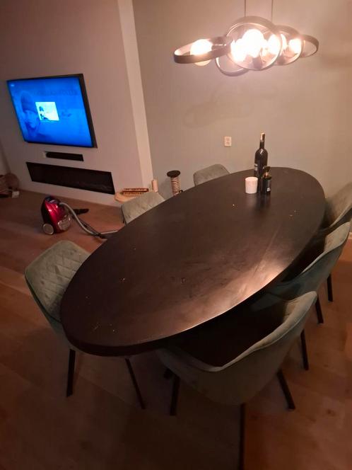 Ovale Eettafel met 6 Stoelen, Huis en Inrichting, Tafels | Eettafels, Gebruikt, 100 tot 150 cm, 150 tot 200 cm, Vijf personen of meer