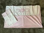 Roze Ruit Ledikant Overtrek met Hartjes, Ophalen, Meisje, Dekbedovertrek, Zo goed als nieuw