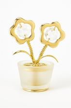 24K goud Verguld Bloemenbeeldje met Bohemia-kristallen, Nieuw, Ophalen of Verzenden, Mvm detalhandel, PJMINK@CASEMA.NL