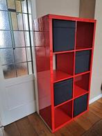Rode Ikea kallax vakkenkast 8 vakken 4 mandjes, Ophalen, Zo goed als nieuw, Minder dan 150 cm, Minder dan 100 cm