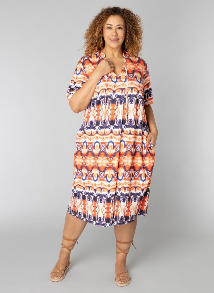 Spice red travelstof jurk Philou van Colletta Maat 50, Colletta, C, Jurk, C