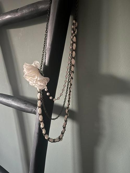 Ketting bloem wit brons kettingen vintage feestje romantisch, Sieraden, Tassen en Uiterlijk, Kettingen, Nieuw, Overige materialen