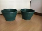 bloempotten plantenpot diam 23 x h16 cm 2 st groen kunststof, Kunststof, Rond, Zo goed als nieuw, Tuin