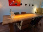 Eettafel met stoelen en lamp, Ophalen, Gebruikt, Hout, 75 cm of meer