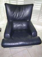 Rolf Benz 6500 fauteuil mooi leer blauw, Ophalen, Gebruikt, 75 tot 100 cm, Modern, vintage