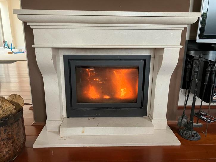 Marmeren Granieten Schouw Creme, Huis en Inrichting, Haarden, Gebruikt, Houthaard, Ophalen