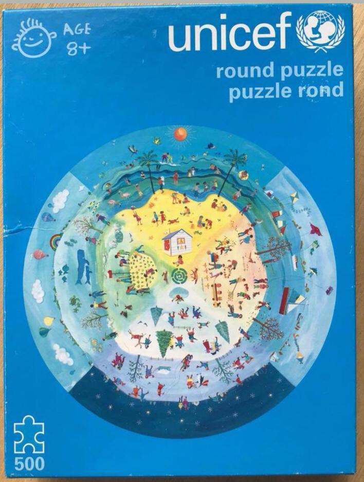 Ronde Unicef puzzel - 500 stukjes - ZGAN, Hobby en Vrije tijd, Denksport en Puzzels, Zo goed als nieuw, Legpuzzel, 500 t/m 1500 stukjes