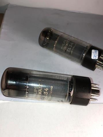 Philips miniwatt / mullard EL34 paar buizen avo163 getest beschikbaar voor biedingen