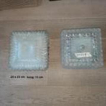 vintage plafonnière jaren '60 dik glas en matglas met reliëf beschikbaar voor biedingen