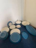 Blauw servies set met schalen, Huis en Inrichting, Keuken | Servies, Ophalen, Gebruikt, Effen, Bord(en)