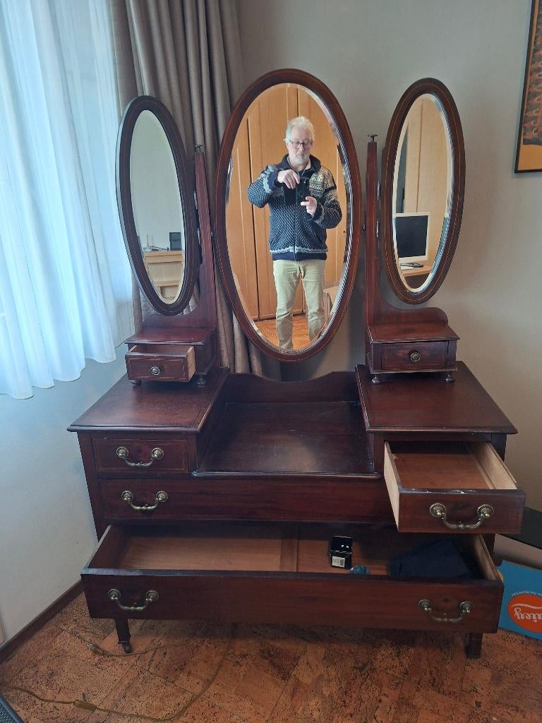 Antieke Engelse kaptafel, Ophalen, Gebruikt, 100 tot 150 cm, 50 tot 100 cm