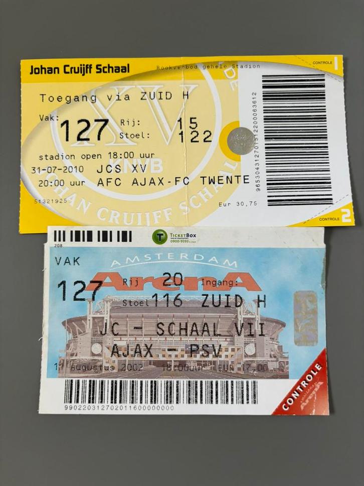 2 Ajax Johan Cruijff Schaal Tickets Inclusief PSV Wedstrijd, Verzamelen, Sportartikelen en Voetbal, Zo goed als nieuw, Ajax, Ophalen of Verzenden