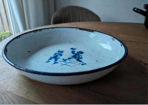 Emaille schaal met afbeelding spelende kinderen, Antiek en Kunst, Antiek | Emaille, Ophalen of Verzenden