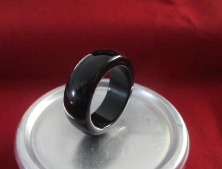 Bandring zwarte agaat, meerdere ringmaten, Sieraden, Tassen en Uiterlijk, Ringen, Nieuw, Dame of Heer, Zwart, Overige materialen