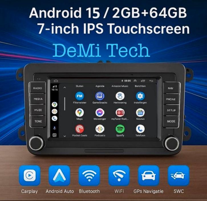 RNS510 Volkswagen Android15 2GB/64GB Draadloos Carplay Nieuw, Auto diversen, Autoradio's, Nieuw, Ophalen of Verzenden