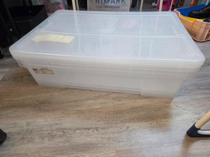 IKEA SAMLA bak met deksel transparant 3 stuks, Huis en Inrichting, Woonaccessoires | Kisten, Gebruikt, Minder dan 50 cm, 50 tot 75 cm