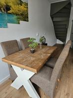 Eet tafel steigerhout +4 stoelen, Huis en Inrichting, Tafels | Eettafels, Ophalen, Gebruikt, 100 tot 150 cm, 50 tot 100 cm