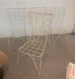 Stoel vier antieke brocante smeedijzeren tuinstoelen., Ophalen of Verzenden