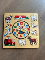 Houten Boerderij Puzzel met Klok, 2 tot 4 jaar, 10 tot 50 stukjes, Ophalen of Verzenden, Zo goed als nieuw