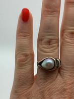 V722 Prachtige zilveren ring Finse stijl parel maat 17,5, Sieraden, Tassen en Uiterlijk, Ringen, Ophalen of Verzenden, X, Dame