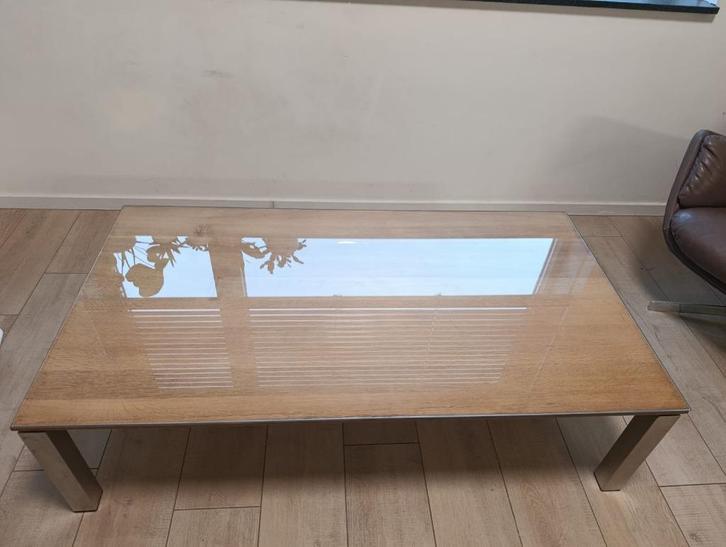 Goossens Salontafel Air (130 x 70 cm) + gehard glas, Huis en Inrichting, Tafels | Salontafels, Zo goed als nieuw, Minder dan 50 cm