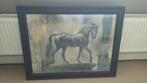 Mooi groot schilderij paard 73x93cm, Ophalen, Zo goed als nieuw, Schilderij, 75 cm of meer