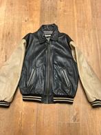 Vintage Skipper Leren Teddy Bomberjack Zwart/Beige XL, Zwart, Maat 56/58 (XL), Ophalen of Verzenden, Gedragen