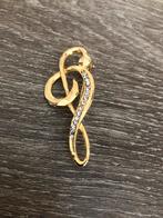 Mooie broche muzieknoot, Overige materialen, Ophalen of Verzenden, Zo goed als nieuw, Goud