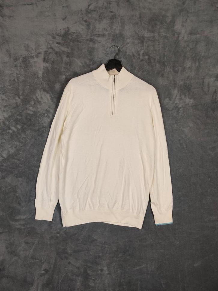 District Indigo Trui Half Zip XL Katoen Kasjmier Crème, Kleding | Heren, Truien en Vesten, Zo goed als nieuw, Maat 56/58 (XL)