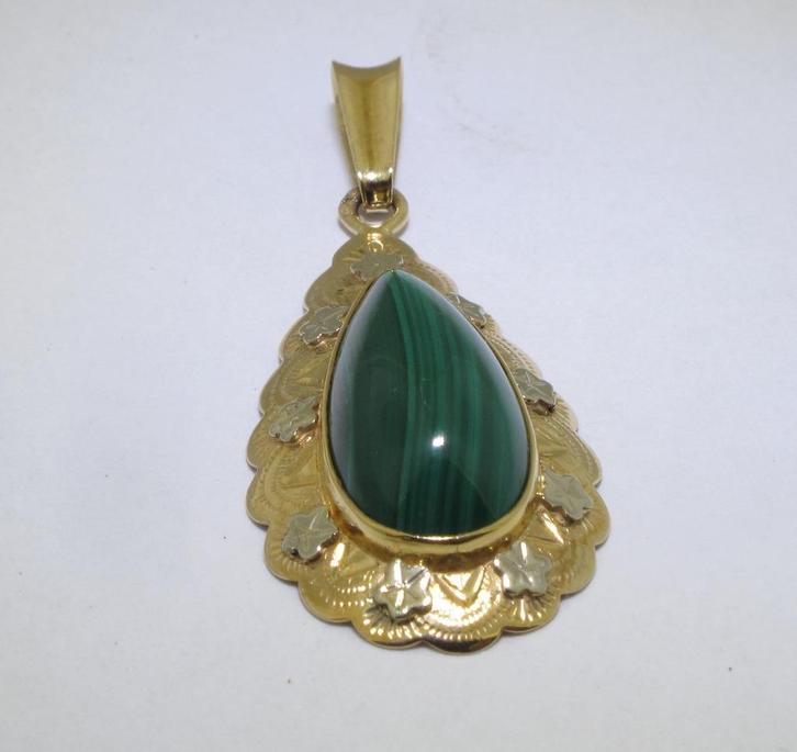 hanger met Malachiet, Sieraden, Tassen en Uiterlijk, Kettinghangers, Zo goed als nieuw, Goud, Goud, Overige voorstellingen, Met edelsteen