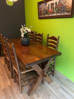 Staphorster  Eiken eetkamertafel 6 stoelen, Ophalen, Zo goed als nieuw, 4 tot 6 stoelen