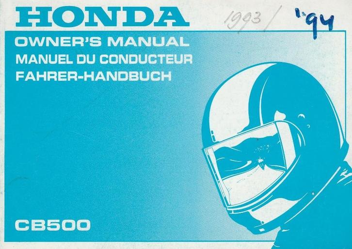 Honda CB500 instruktieboek (3054z), Motoren, Handleidingen en Instructieboekjes, Honda, Ophalen of Verzenden
