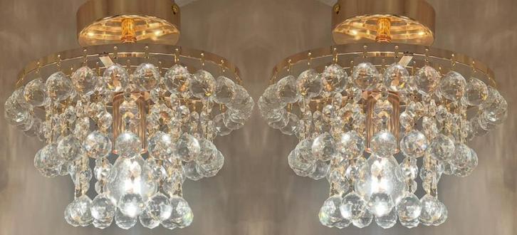 8 beschikbaar! Echte Swarovski kristal gemerkte plafonieres, Huis en Inrichting, Lampen | Kroonluchters, Glas, Ophalen of Verzenden