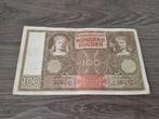 Biljet 100 gulden Luitspelende Vrouw, 1942, Postzegels en Munten, Ophalen of Verzenden, 100 gulden