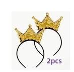 2 Haarbanden met Gouden Kroontje - Carnaval Accessoires, Ophalen of Verzenden, Nieuw, Carnaval, Accessoires